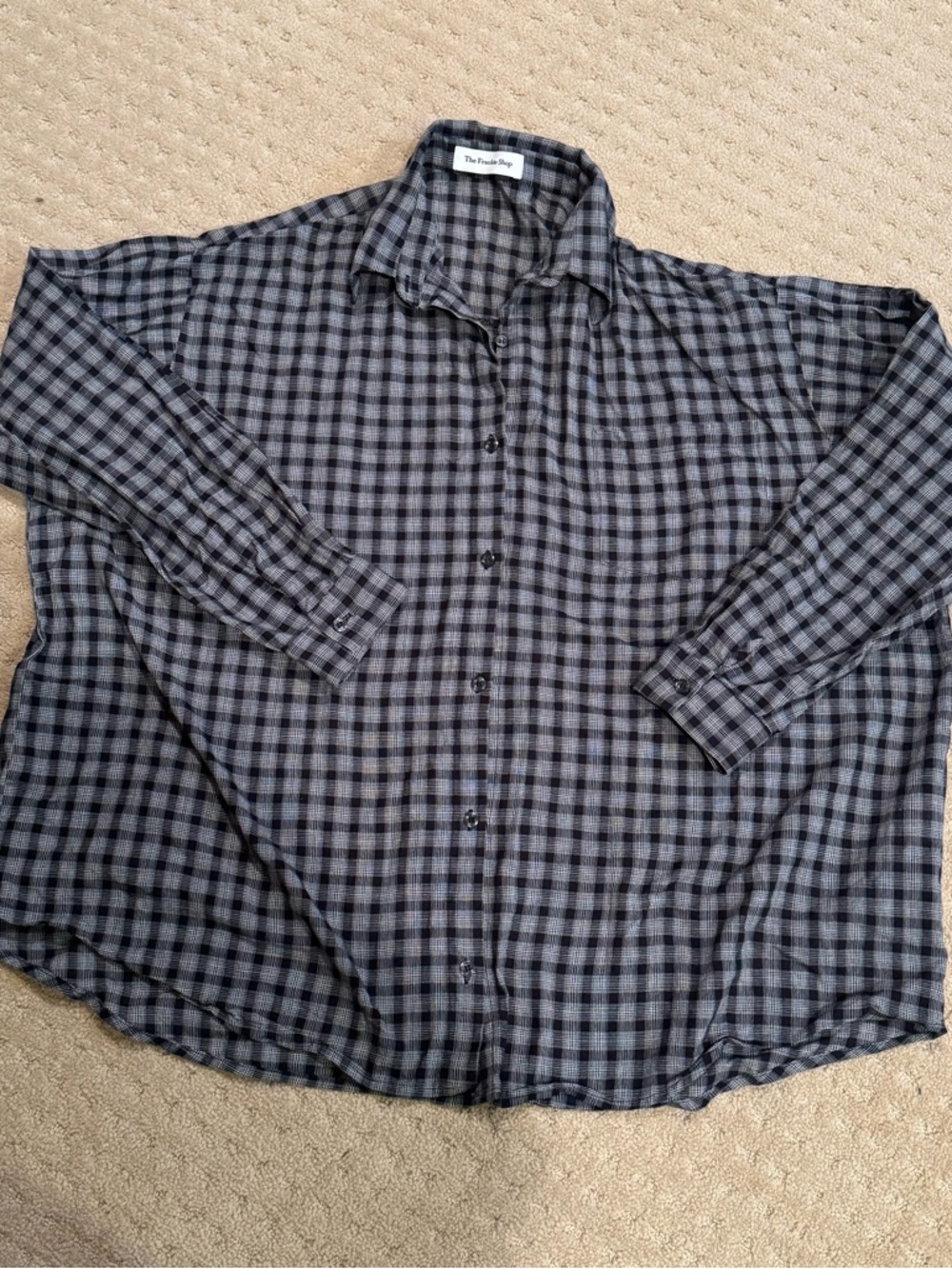 The Frankie Shop Black & Gray Plaid Button-Up Shirt women’s 100% cotton